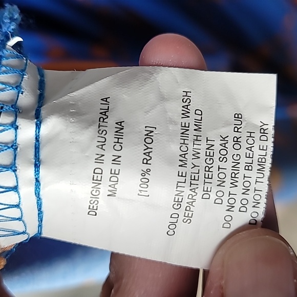 Abel The Label Anthropologie Halter Blue Orange Flair Maxi Dress. Ladies Medium - Picture 5 of 6